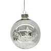 ORN GLASS BALL 3″ CLEAR W/WHITE SNOWFLAKE PATTERN