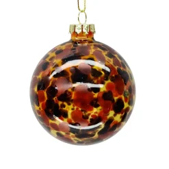 ORN GLASS BALL 3″ COPPER-LEPOARD TIGER EYE PATTERN
