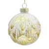 ORN GLASS BALL 3″ GOLD W/ WHITE FINISH LEAF