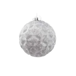 ORN GLASS BALL 3″ GRAY STONE W/ BUBBLE FINISH