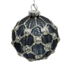 ORN GLASS BALL 3″ GREEN EMERALD W/ CHAMP. GLITTER