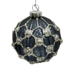 ORN GLASS BALL 3″ GREEN EMERALD W/ CHAMP. GLITTER