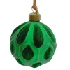ORN GLASS BALL 3″ GREEN EMERALD W/ DROPLET FLOCKING