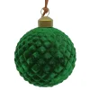 ORN GLASS BALL 3″ GREEN EMERALD W/ DIAMOND FLOCKED
