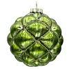 ORN GLASS BALL 3″ GREEN FOREST BUBBLE W/ CHAMPAGNE GLITTER