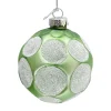 ORN GLASS BALL 3″ GREEN MINT W/ CIRCLE ICE GLITTER