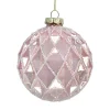 ORN GLASS BALL 4″ PINK DIAMOND W/ ICE GLITTER