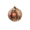 ORN GLASS BALL 4″ RED- BURG/GOLD W/ ROPING