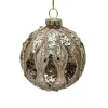 ORN GLASS BALL 3″ ROSE GOLD W/CHAMP WAVE PATTERN