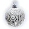 ORN GLASS BALL 3″ SILVER EMBOSSED BIRCH W/ GRAY PAINT FINISH
