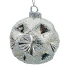ORN GLASS BALL 3″ SILVER FROST DIAMOND W/ ICE GLITTER