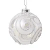 ORN GLASS BALL 3″ WHITE FROST W/ WHITE SWIRL PATTERN