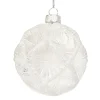 ORN GLASS BALL 3″ WHITE FROST DIAMOND W/ ICE GLITTER