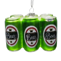 ORN GLASS BEER CANS 3.5″ GREEN