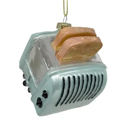 ORN GLASS BREAD TOASTER 3″ LT BLUE/SILVER/BROWN