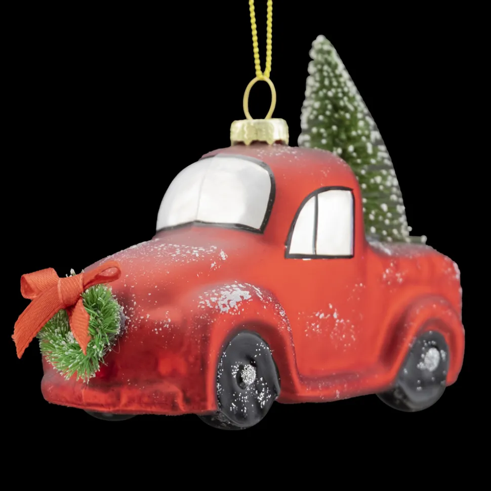 ORN GLASS CAR 4.5″ W/TREE AND WREATH