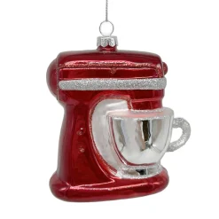 ORN GLASS COFFEE MACHINE 4.5″ RED/SILVER