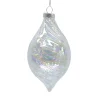 ORN GLASS FINIAL 5″ CLEAR W/ PEARL/IRIDESCENT FINISH
