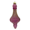 ORN GLASS FINIAL 6″ DARK MAUVE W/ CHAMPAGNE GLITTER