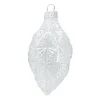 ORN GLASS FINIAL 4.7″ WHITE FROST DIAMOND W/ ICE GLITTER