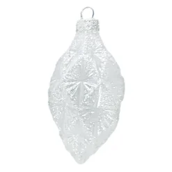 ORN GLASS FINIAL 4.7″ WHITE FROST DIAMOND W/ ICE GLITTER