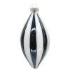 ORN GLASS FINIAL 5″ WHITE/BLACK MELON W/ WHITE GLITTER