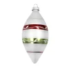 ORN GLASS FINIAL 5″ WHITE/FROST LEAF W/ CHAMPAGNE GLITTER