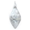 ORN GLASS FINIAL 2.5″ X 4.5″ OLIVE/WHITE GLITTER SNOWFLAKE
