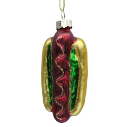 ORN GLASS HOTDOG 4″ MULTI