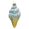 ORN GLASS ICE CREAM CONE 5.5″ BLUE/MULTI