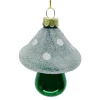 ORN GLASS MUSHROOM 3.5″ GREEN W/ FROSTING