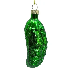 ORN GLASS PICKLE 4.5″ GREEN SHINY
