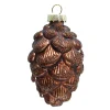 ORN GLASS PINECONE 4″ BROWN W/ GLITTER