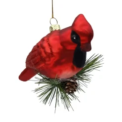 ORN GLASS RED CARDINAL 5″X2″X2″ ON BRANCH
