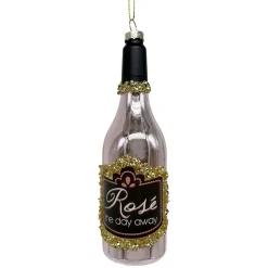 ORN GLASS ROSE WINE BOTTLE 6″ PINK