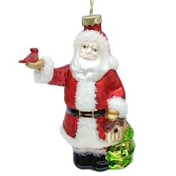 ORN GLASS SANTA CLAUS 6″ RED/WHITE