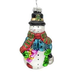 ORN GLASS SNOWMAN 5.5″ WHITE/MULTI