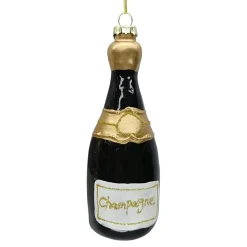 ORN GLASS WINE BOTTLE 5.5″ BLACK/GOLD