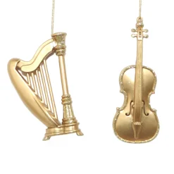 ORN GOLD VIOLIN & HARP 5″ & 6″ MATT W/ GLTR. 2/S