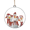 ORN METAL DISC 4″ GEESE WITH HAT & SCARF