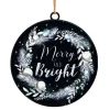 ORN METAL DISC 4″ “MERRY & BRIGHT”