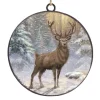 ORN METAL DISC 4″ REINDEER IN FOREST