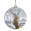 ORN METAL DISC 4″ REINDER SNOWY SCENE