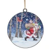 ORN METAL DISC 4″ SANTA ESCAPE CARRYING GIFT BAG