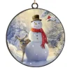 ORN METAL DISC 4″ SNOWMAN W/DEER