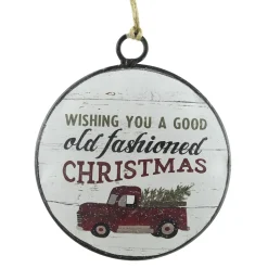ORN METAL DISC 4″ W/RED CAR PIC