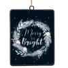 ORN METAL RECTANGULAR DISC 6″ “MERRY & BRIGHT”