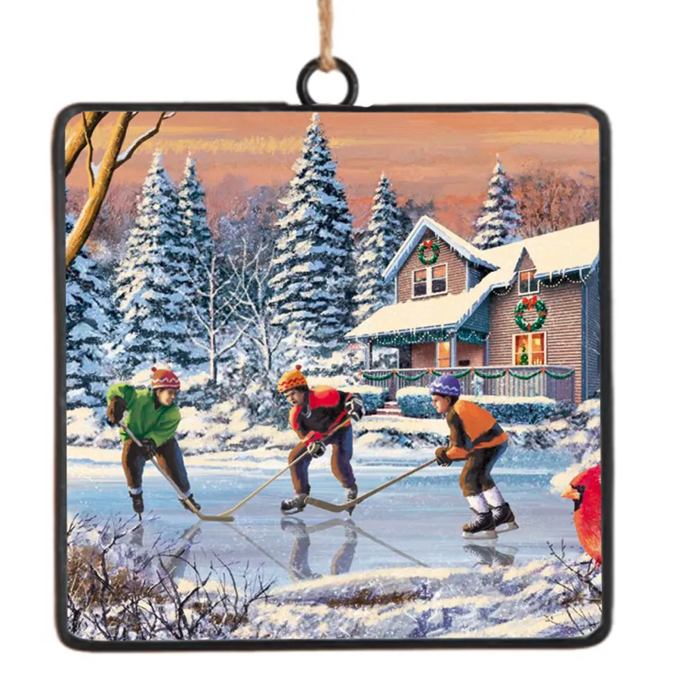ORN METAL SQUARE DISC 4″ ICE SKATING