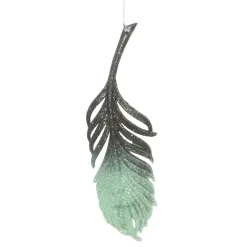 ORN MINT GREEN FOREST GRN FEATHER 8.5″ W/ GLTR.