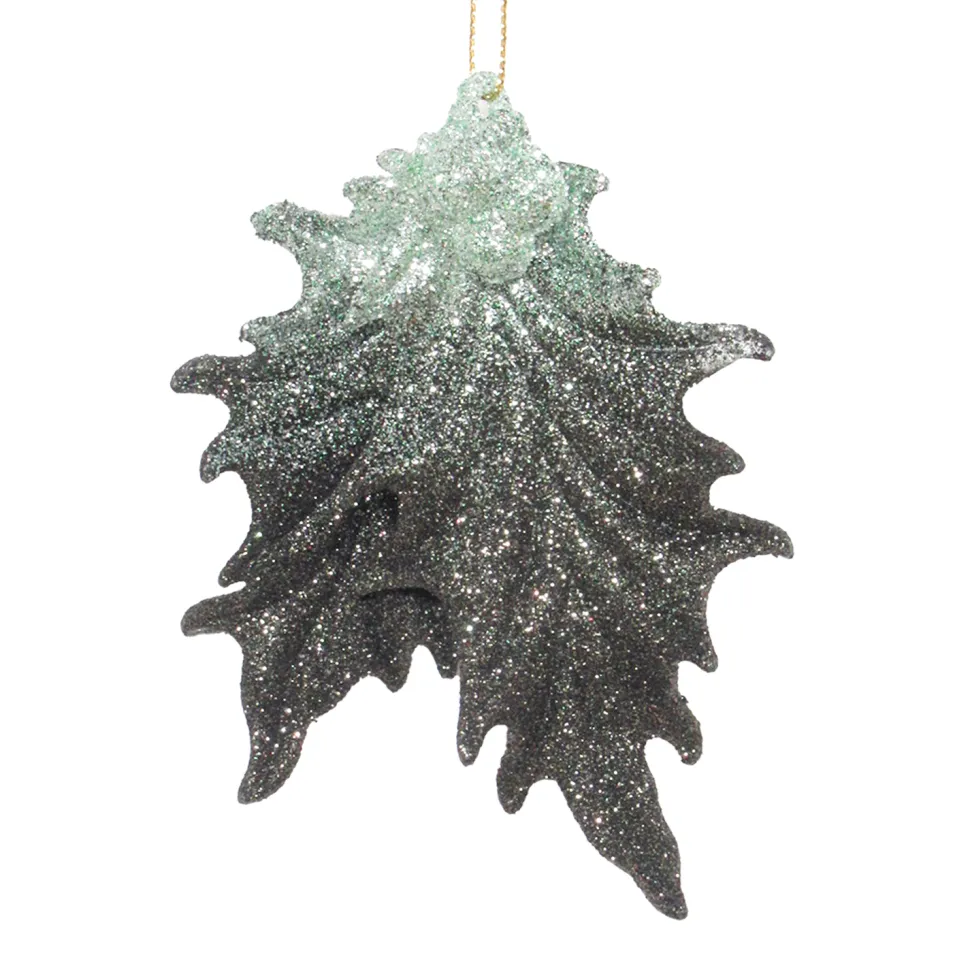 ORN MINT/DK FOREST GRN HOLLY LEAVES 4.25″ W/ GLTR.
